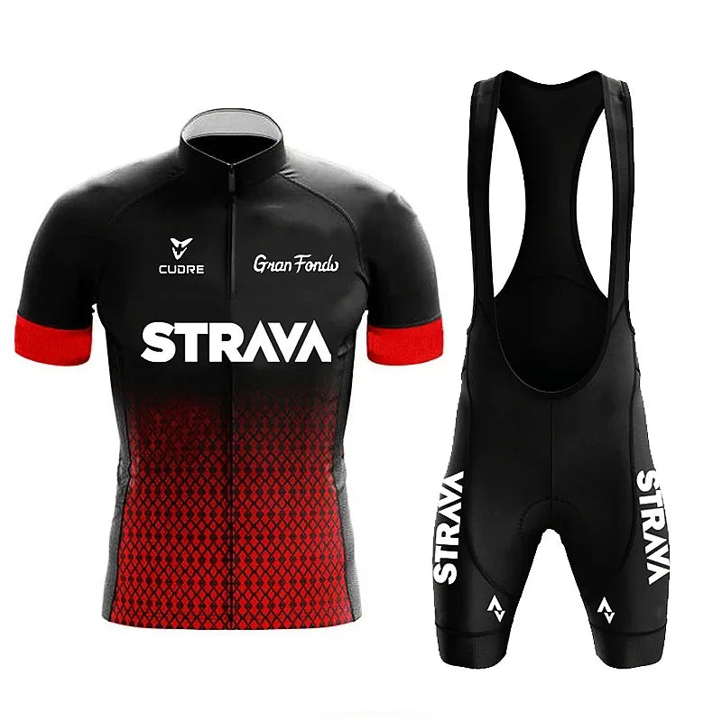 Strava Men's Cycling Set – Jersey & Bib Shorts, Quick-Dry & Breathable