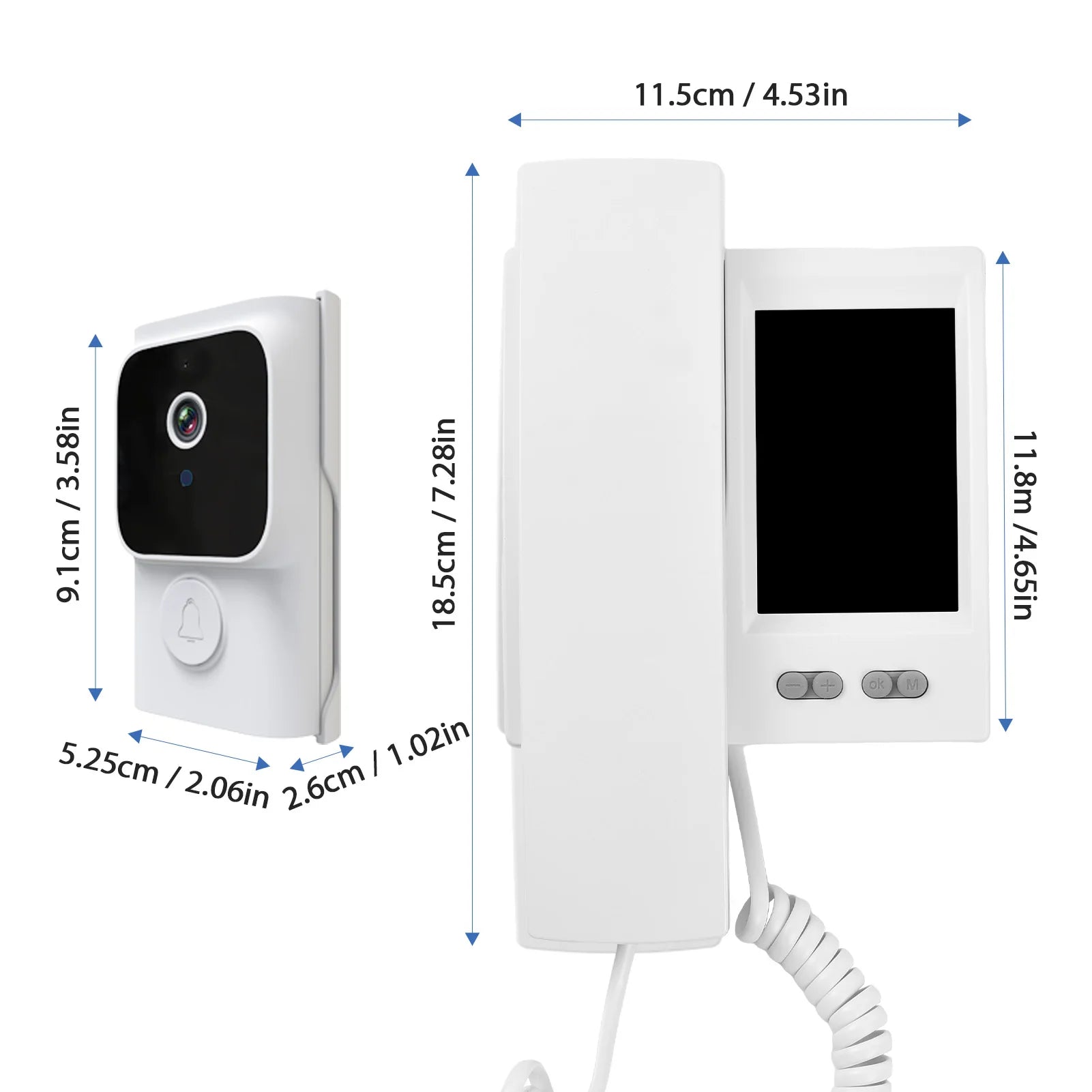 Video Door Phone System 3.5 Inch IPS Screen Wireless Doorbell with Camera Doorphone Telephone Style Wireless Doorbell Intercom