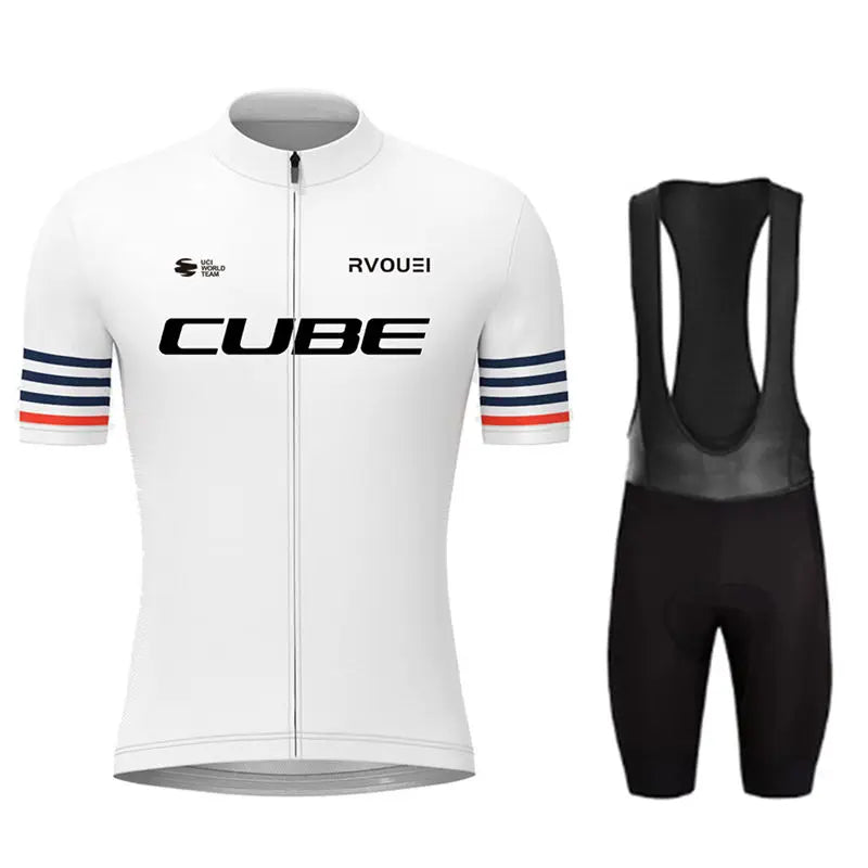 Rvouei Cube Pro Summer Cycling Jersey Set Summer Breathable Bicycle Men's MTB Bike Clothing Maillot Ropa Ciclismo Uniform Suit
