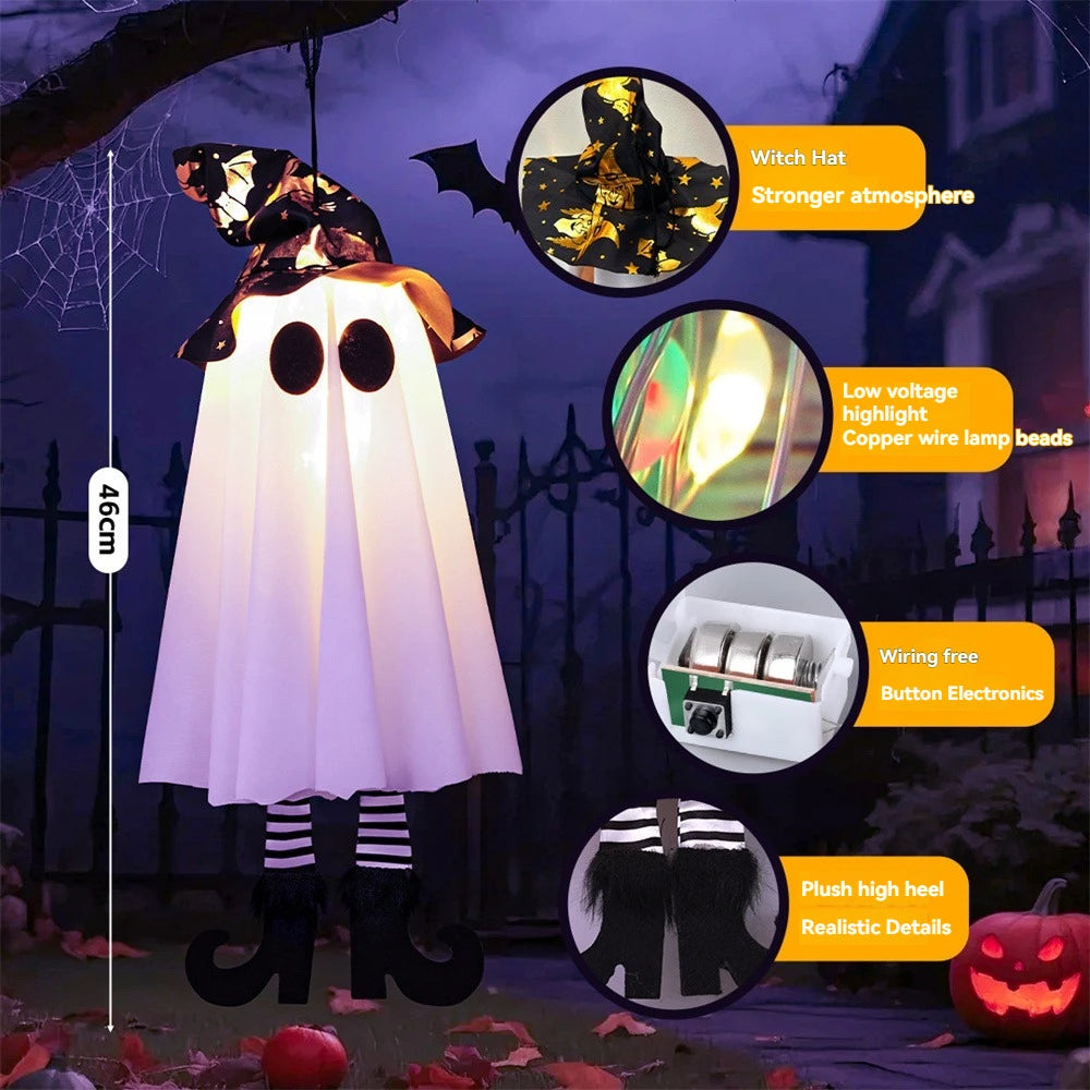 Halloween LED Specter Lights - DIY Hanging Ornaments Battery-Operated with Included Batteries for Trees, Porches, and Windows