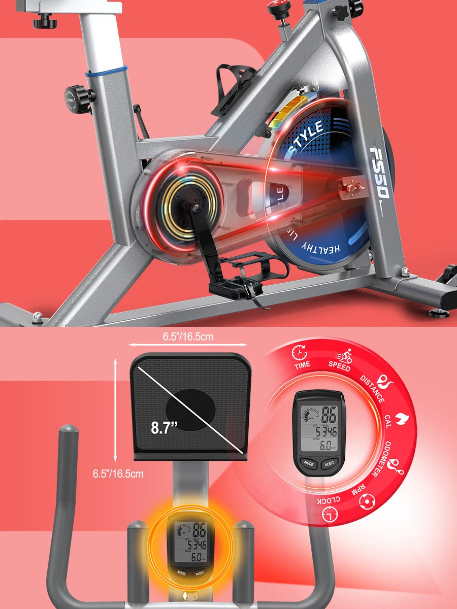 Fysiq Fs50 Exercise Bike 300W, 4-Way Adjustable Ergometer, Indoor Fitness Bike with Rpm Display, Tablet Holder, 150kg Capacity