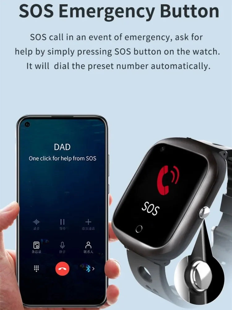 4G Elderly Smart Watch GPS Tracker Video Call SOS Heart Rate Monitoring IOS Android GPS+WIFI+LBS Positioning Smart Clock FA66S