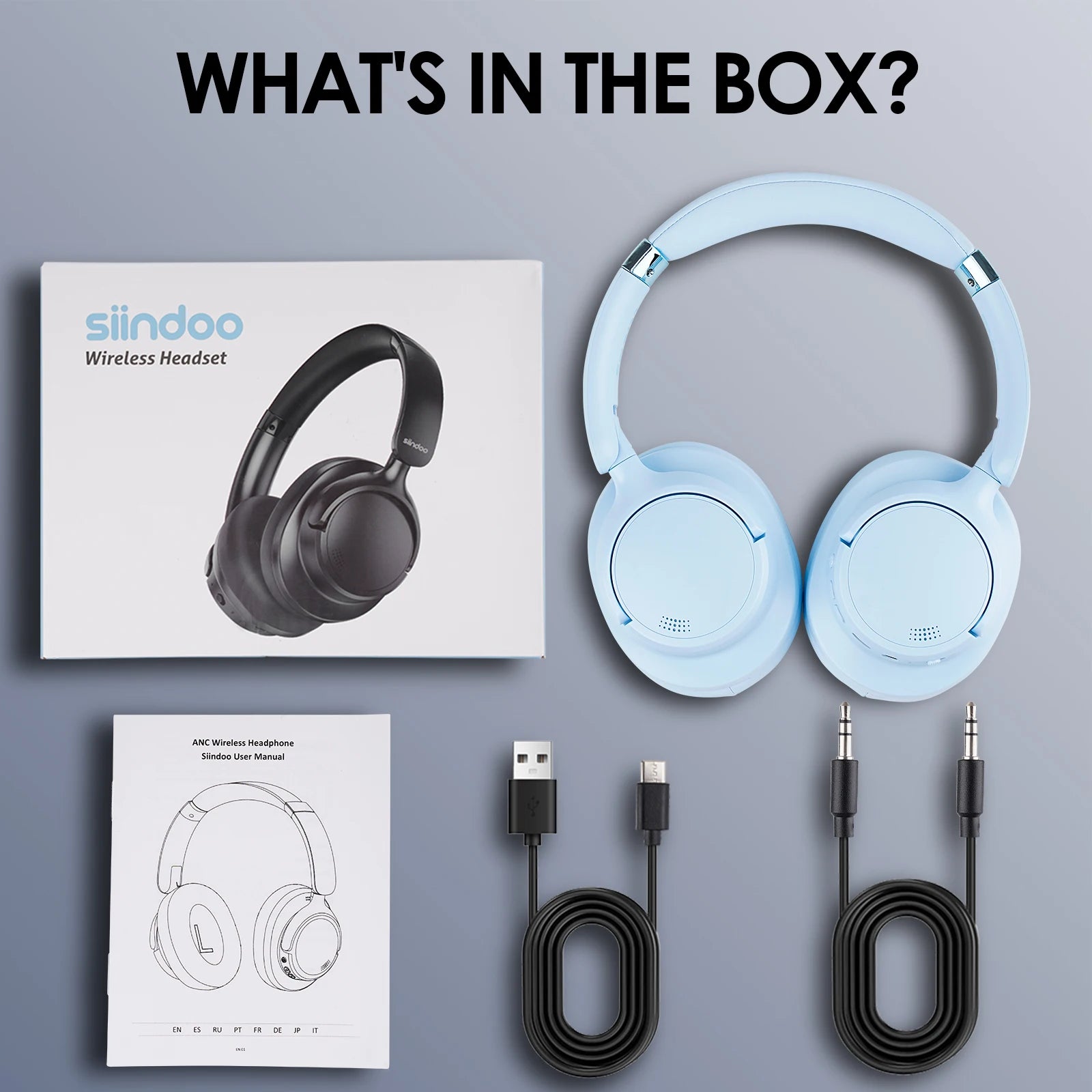 Siindoo New JH-ANC630 Active Noise Cancelling Wireless Headphones Over Ear Bluetooth earphones with Mic 70H Playtime Clear Calls