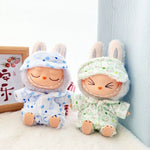 Labubu Mini Pajamas with Eye Mask Three-piece Kawaii 15-17cm V1 V2 Labubu Clothes Cute Idol Plush Doll Accessories