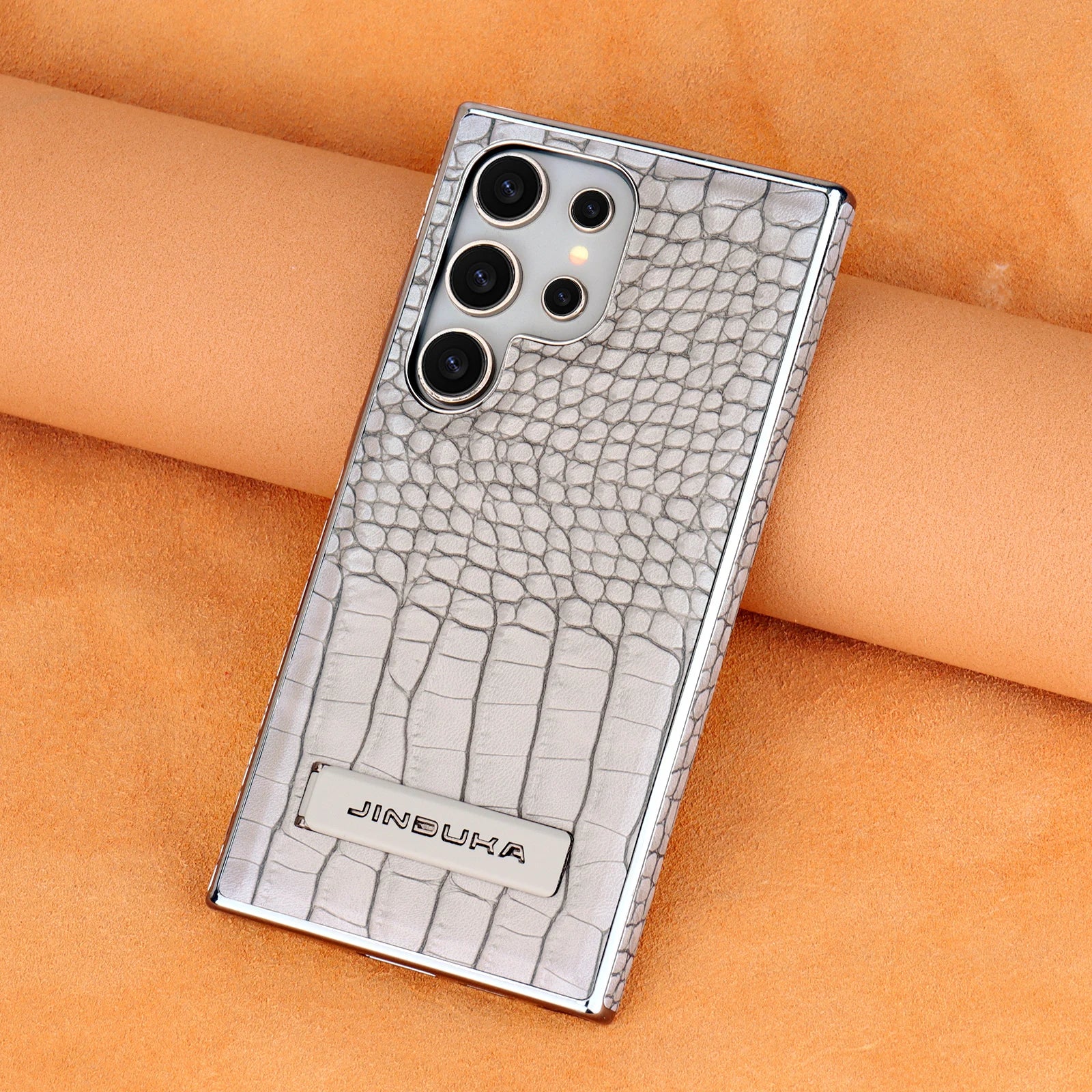 High Quality Leather Holder Electroplate Phone Case for Samsung Galaxy S25 S24 S23 Ultra S24 S23 Plus Bracket Magnetic Cover