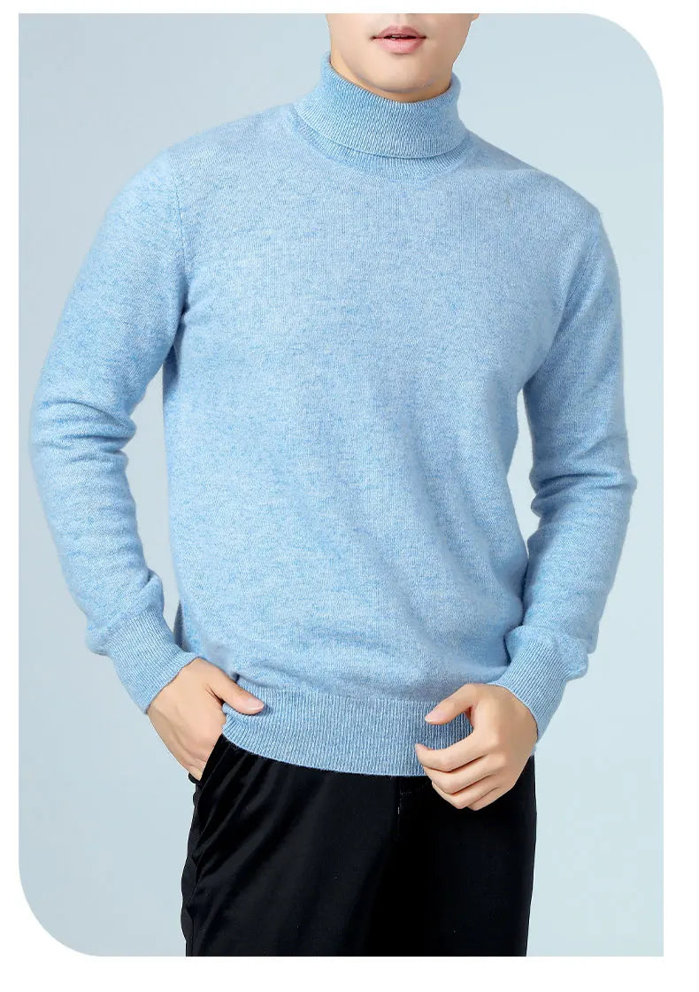 100% Wool Man Pullovers Winter New Fashion Vneck Sweater Hot Sale Wool Knitted Jumpers Male Woolen Clothes Standard Tops