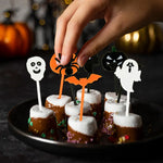 20/50Pcs Halloween Toothpicks DIY Cupcake Topper Pumpkin Ghost Dessert Fruit Picks Sticks Halloween Party Decoration Supplies
