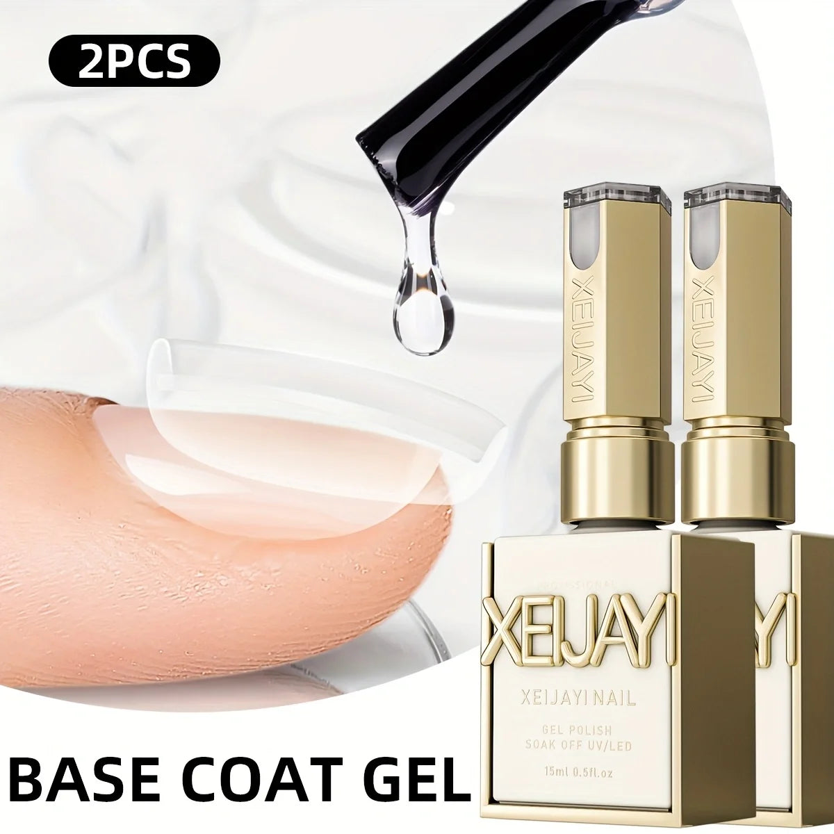 15ml Glass Top Coat Long Lasting Clear Rubber Top Coat LED UV Strengthen Nails High Gloss Top Finish Gel Nail Polish