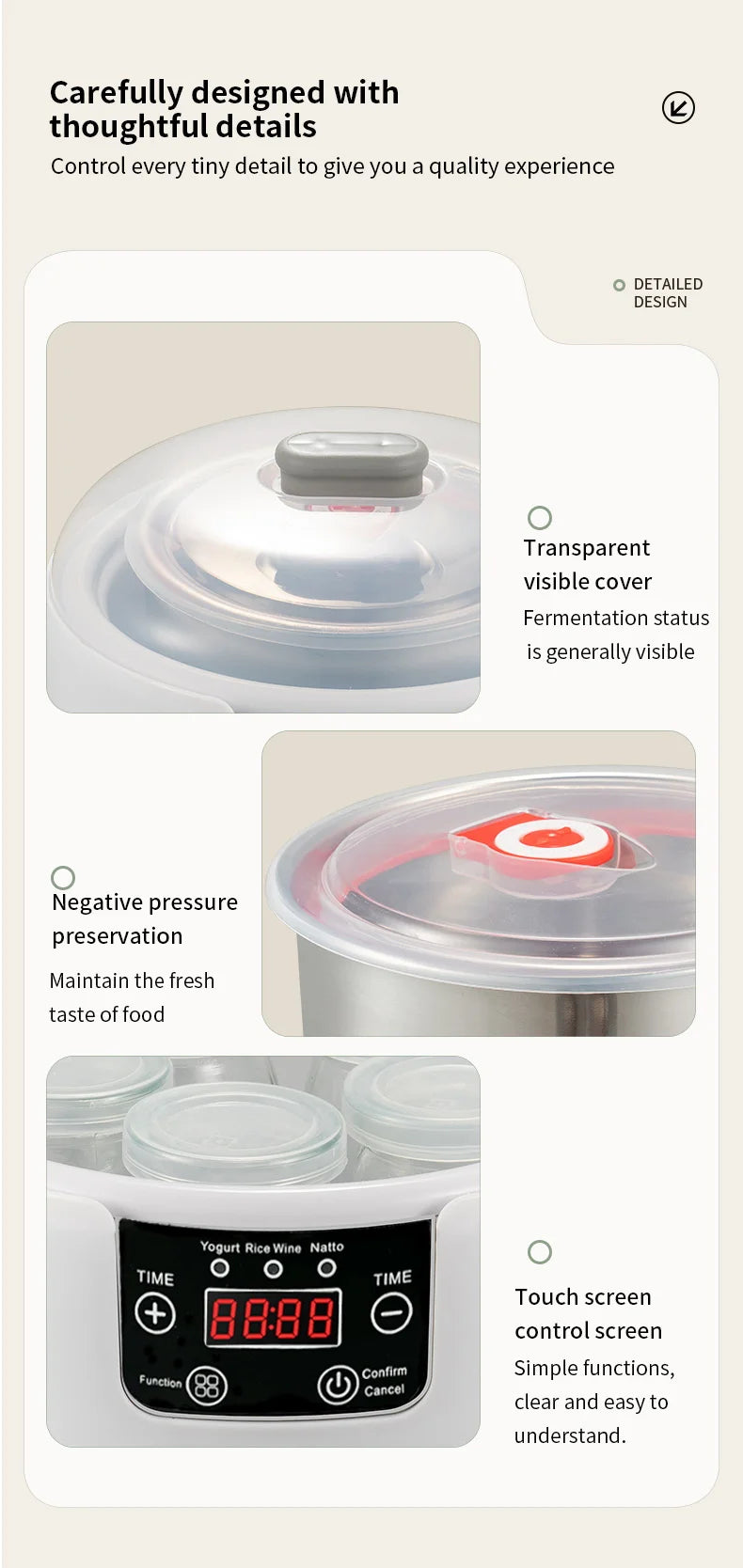 Electric Mini Yogurt Maker Automatic Multifunctional Yogurt Machine Kitchen Rice Wine Maker Natto Fermenting Machine Household