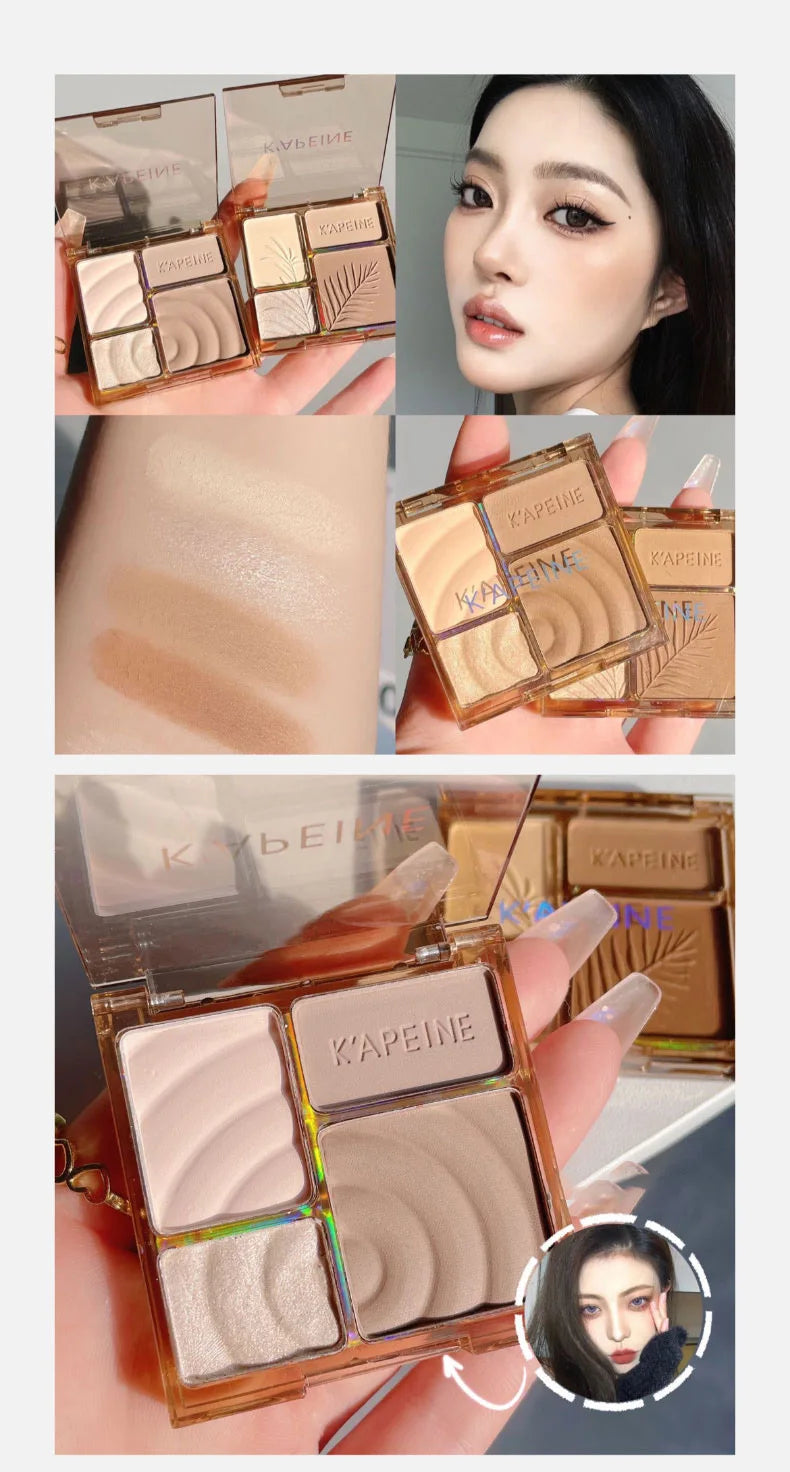 3D Facial Contouring Bronzer Cosmetics Brightening Beige Matte Highlights Palette Four-color Eye Shadow Nose Powder Makeup