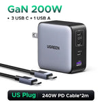 UGREEN 200W Travel GaN Charger PD 3.1 140W QC4.0 3.0 Quick Charge For Macbook Pro Laptops iPhone 17 16 Samsung S25 Xiaomi Tablet