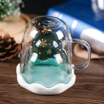 Christmas Tree Cup Transparent Double Heat Resistant Creative Couples Mug Snowflake Drinking Glass Children's Gift Coffee Cups