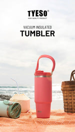 Tyeso Large-Capacity Vacuum Flasks Handle Vacuum Cup Dual-Drink Coffee Mug Stainless Steel Ice Cup Car Bottle Hot Cold Retention