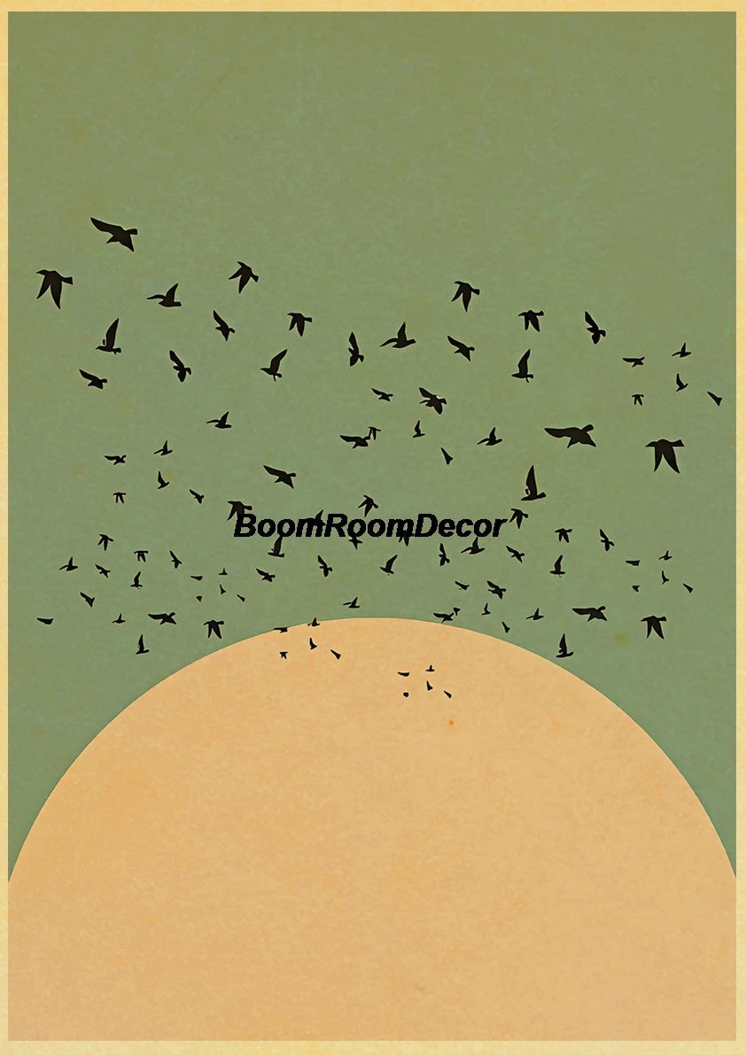 Retro Abstract Creative Poster Kraft Paper Nostalgia Canvas Prints Modern Landscape Coffee Bar Wall Art Posters Living Decor