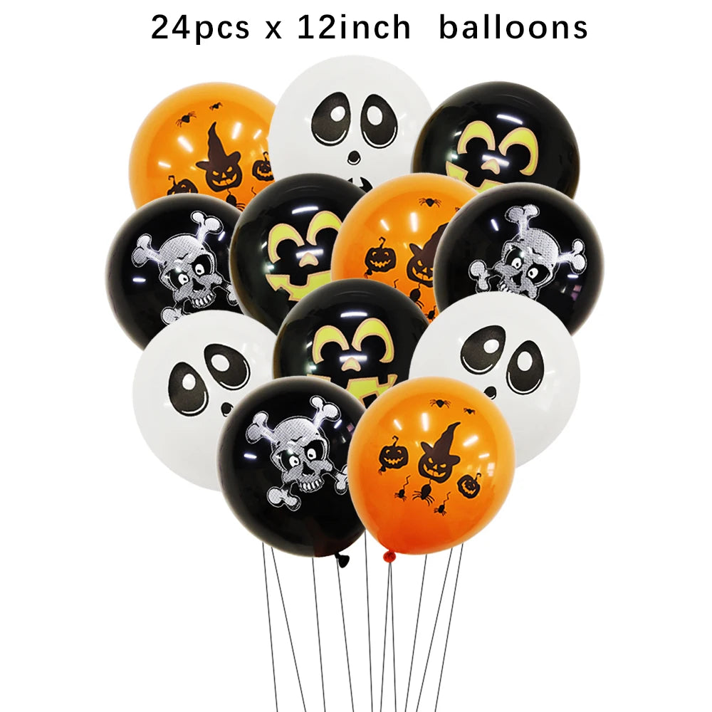 Halloween Disposable Tableware Horror Pumpkin Ghost Purple Plates Napkins Cups Tablecloth Halloween Party Home Decor Supplies