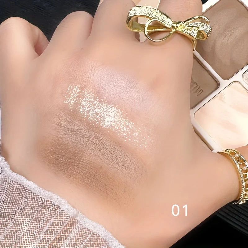 1pc Luxurious Matte Highlighter Bronzer Palette Smudge-Proof Contouring Coverage for Flawless Face Shading & Grooming