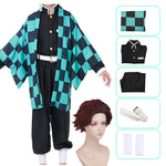 Anime Demon Slayer Kamado Tanjirou Cosplay Costume Kimetsu No Yaiba Cartoon Costume Sutis Wigs Halloween For Kids Adult CosParty