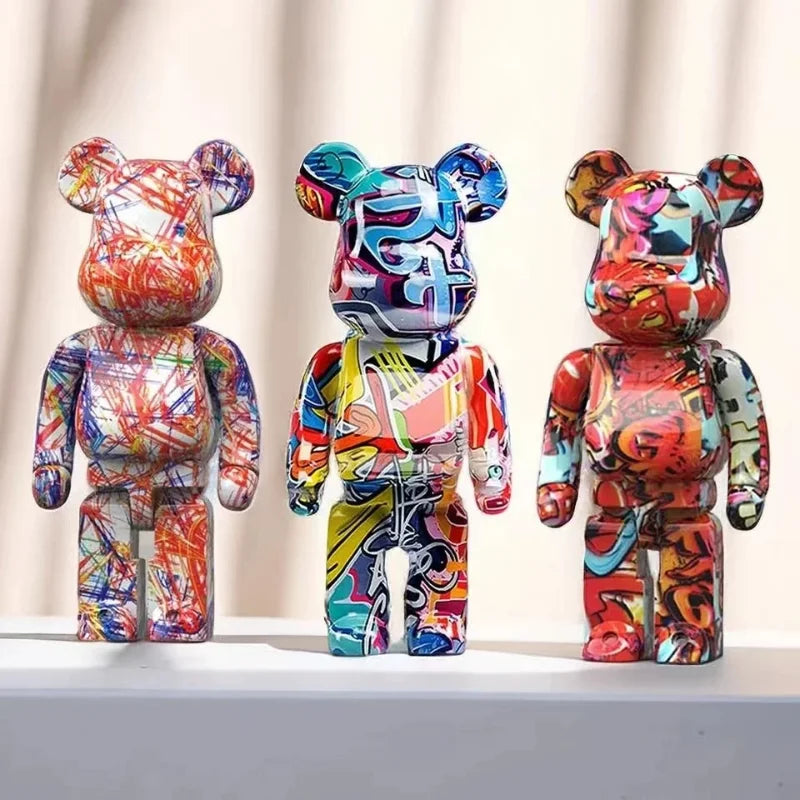 Graffiti Bear Figurine 27cm – Abstract Home Decor & Money Jar