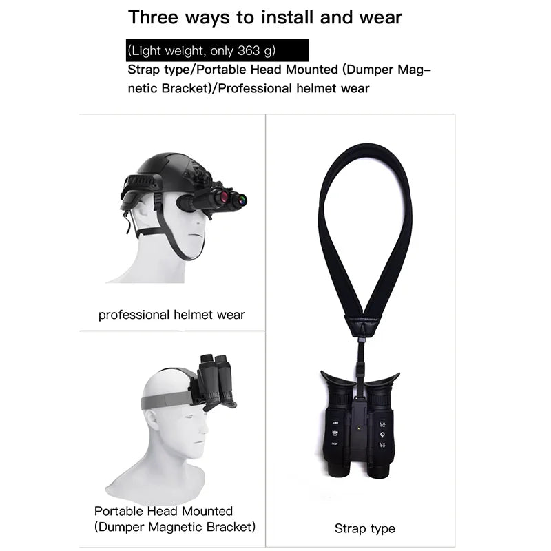 NV8300 Night Vision Binoculars Goggles 8X Digital Zoom 4K UHD 36MP 3D Head Mount Infrared Night Vision Device Hunting Telescope