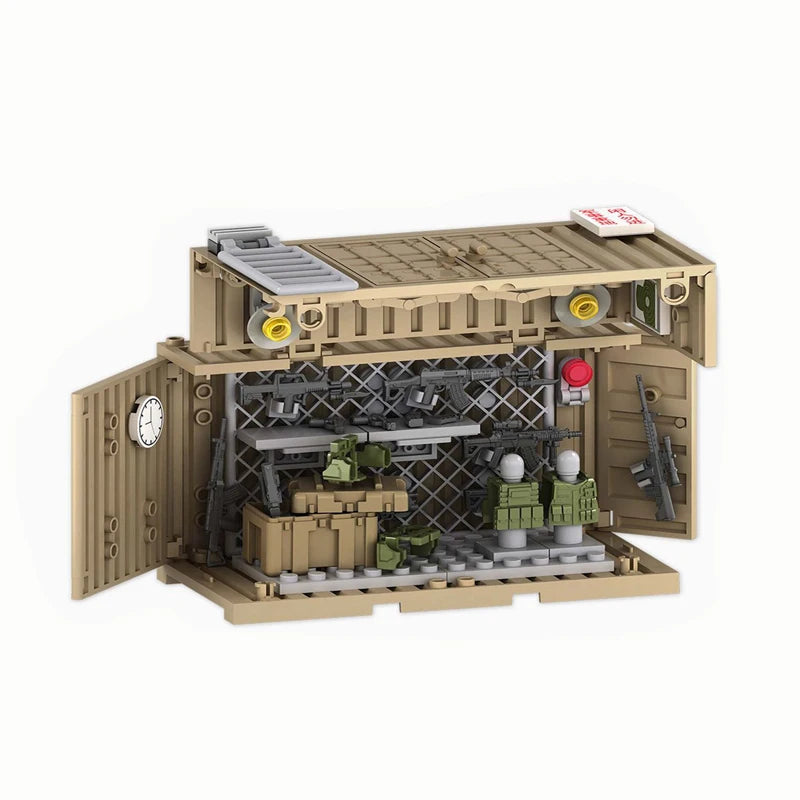 MOC WW2 Military War Weapon Soldier Accessories Building Blocks Roadblock Motorcycle Weapon case container Weapon Bag Brick Toy