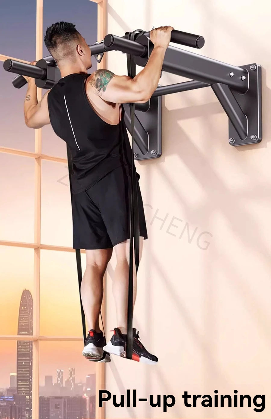 Horizontal Bar Household Indoor Wall Pull Up Device, Perforated Single Pole Lifting Ring, Home Fitness Equipment