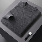 Autumn winter thick wool base sweater men's semi high neck diamond business casual pullover sweater knitted sweater cashmere top