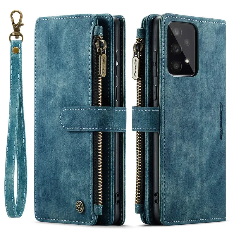 Business Flip Leather Case For Samsung Galaxy A56 A36 A16 A55 A35 A25 A15 A54 A34 A14 A53 A33 A13 A52 Zipper Wallet Card Cover