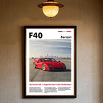Luxury Classic Retro Red Super Sports Car F40 Art High-quality Printed Posters Homeliving room Wall Art Garage Room Decor