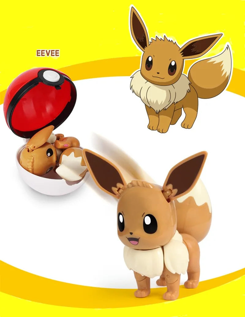 Pokemon Ball Toys Anime Figure Charizard Pikachu Mewtwo Eevee Monster Action Deformation Pokeball Toys Figures Model Kids Gifts