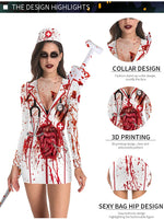 Women's Halloween Costume Dress Cosplay Nurse Costume Uniform Party Sexy Tight Skirt Dress For Female Skeleton Party Carnival