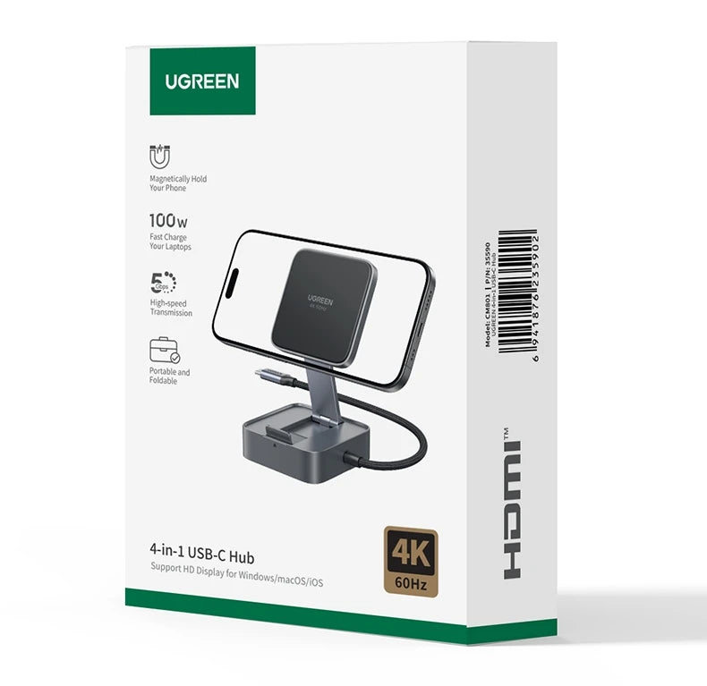 UGREEN Foldable USB C HUB 4K60Hz HDMI PD100W USB3.0 Docking Station for Phone Tablet Laptop Macbook Pro Air Android USB Splitter