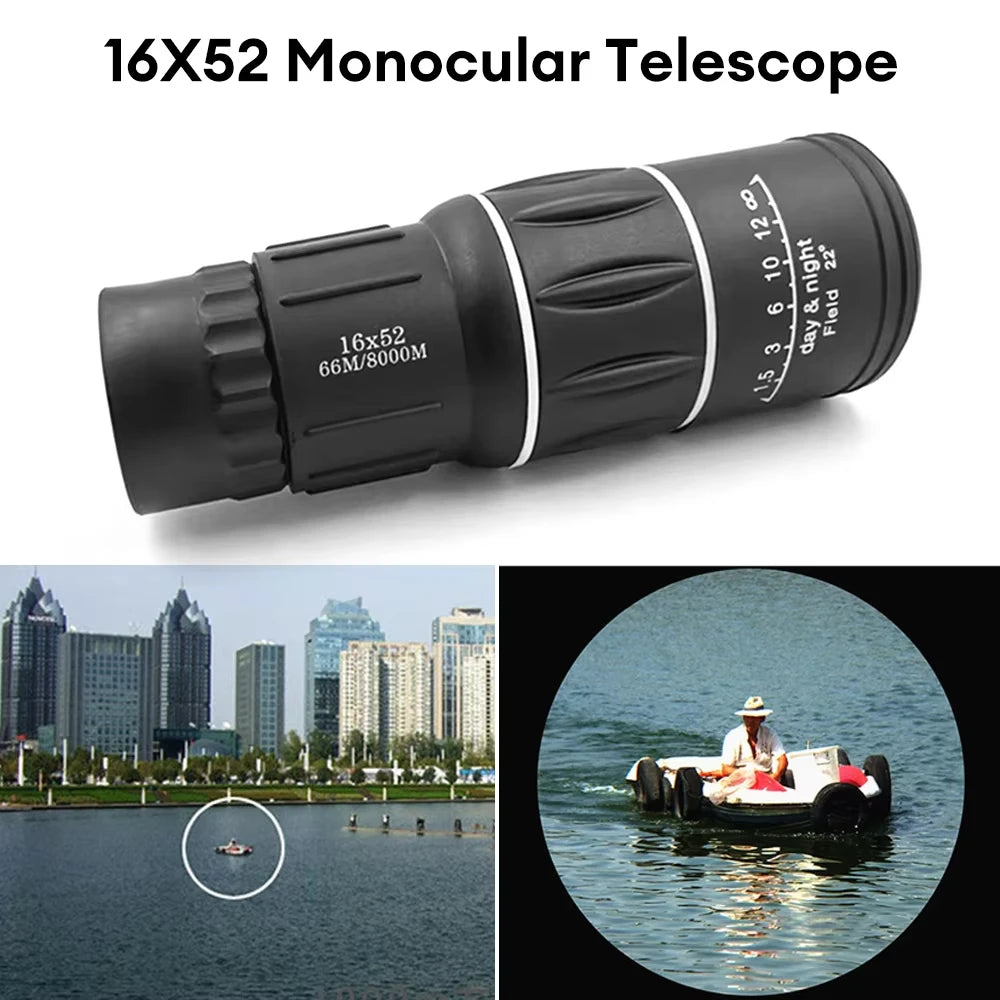 16x52 Monoculars HD Telescope Ipx4 Waterproof Long Distance Field of View Image Stabilization For Wildlife Observation Hiking