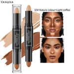 Contour Stick Duo, Double-Ended Highlight and Shadow Cream, Waterproof Full Coverage Concealer, Natural Finish Makeup for All Sk