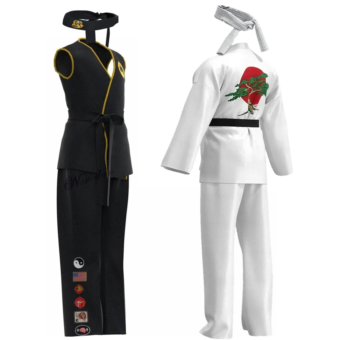 Karate Kids KOF Cobra Kai Cosplay Costume Kid Aldult Black White Kimono Uniform Headband Anime Halloween Party Suit Tracksuit
