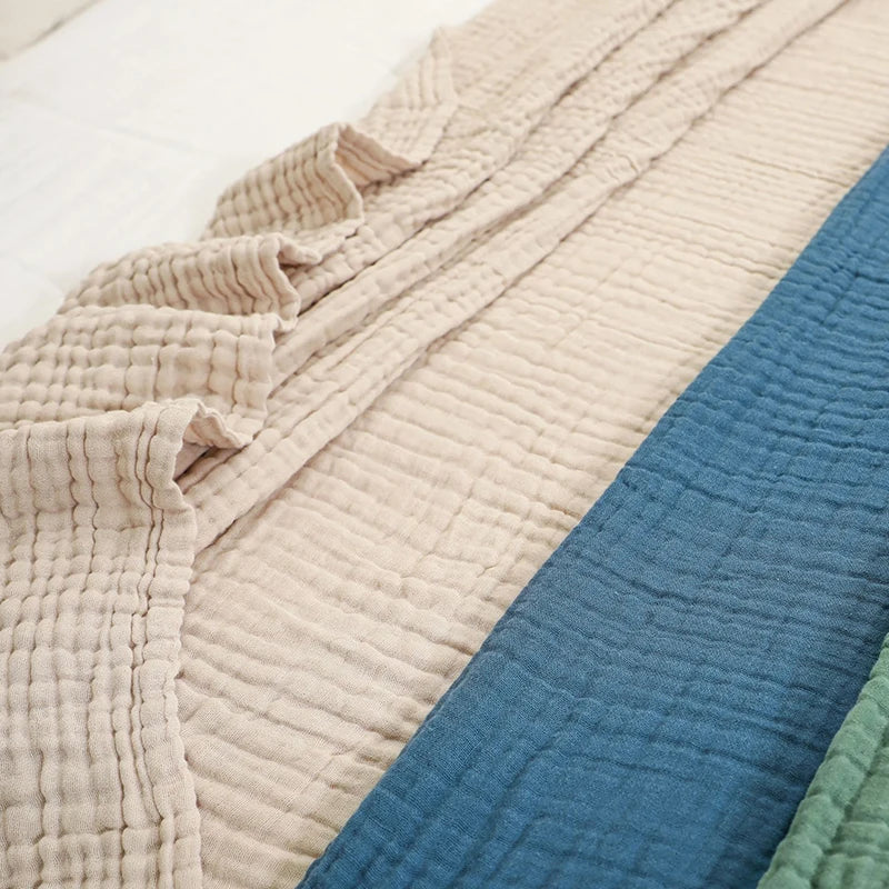 Battilo 100% Cotton Muslin Throw Blanket for Sofa 6 Layer Breathable Lightweight Boho Throws for Couch Bed Large Summer Blankets