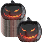 10/50pcs Halloween Pumpkin Paper Plates Cute Grimace Orange Pumpkin Shape Disposable Plates 7'' Halloween Tableware Decorations