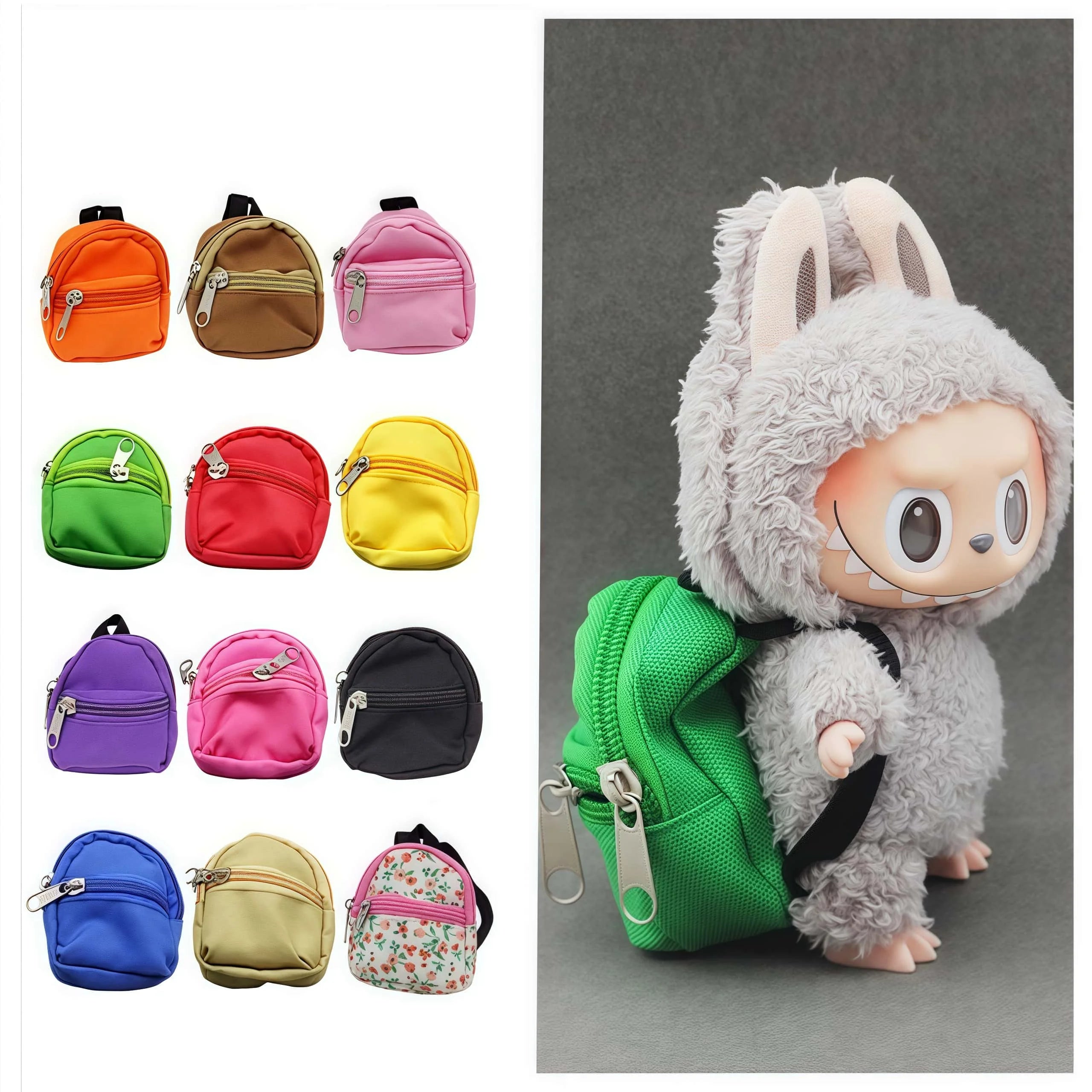Labubu Canvas Doll Backpack - Multi-Size for 20cm Plush & 1/6 BJD Barbie Blythes Ropa Fashion Accessory