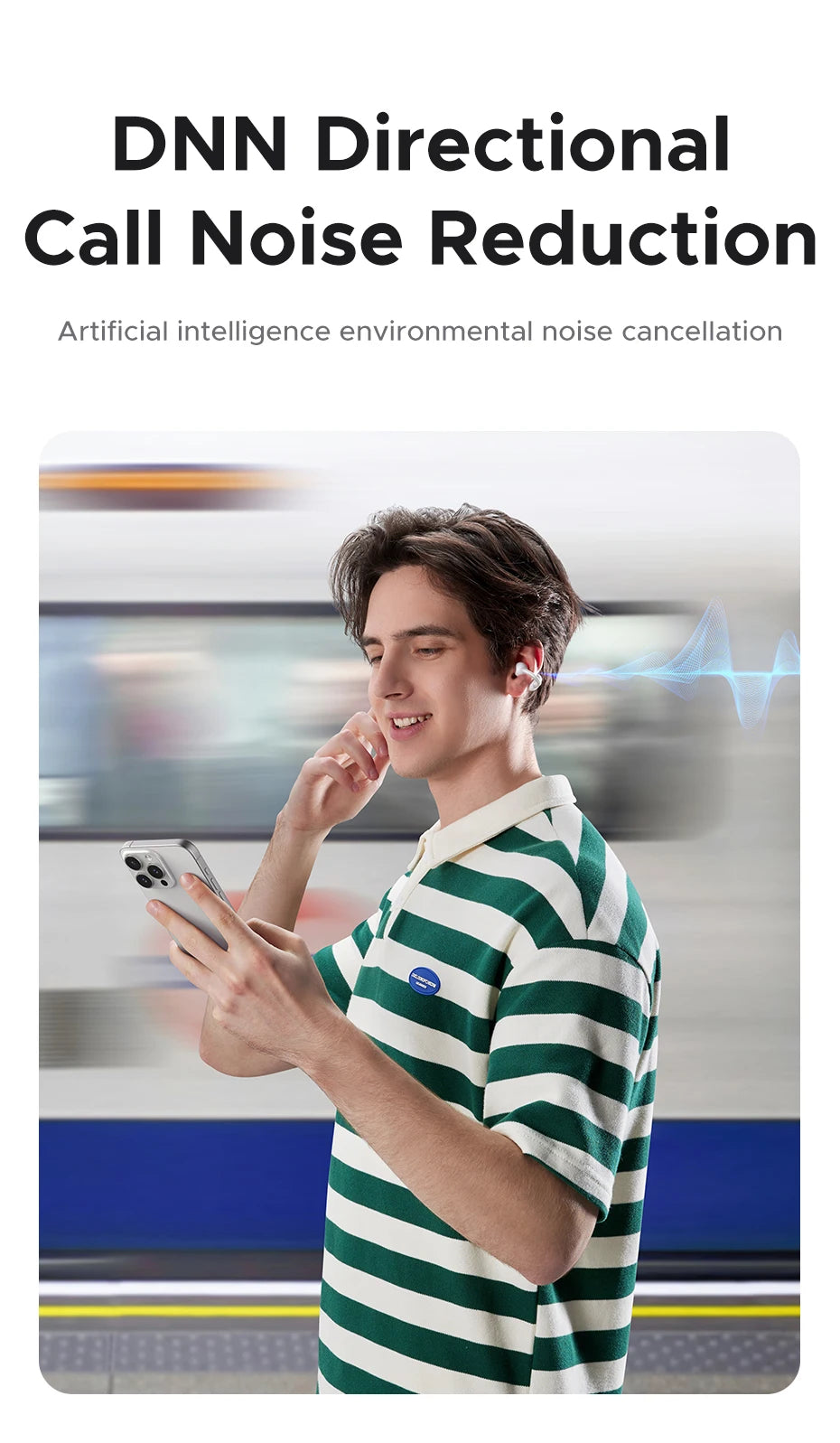 UGREEN LCD Full Color Smart Screen Wireless TWS Bluetooth Earphones Earbuds Open Clip Ear Headphones AI Call Noise Cancellation