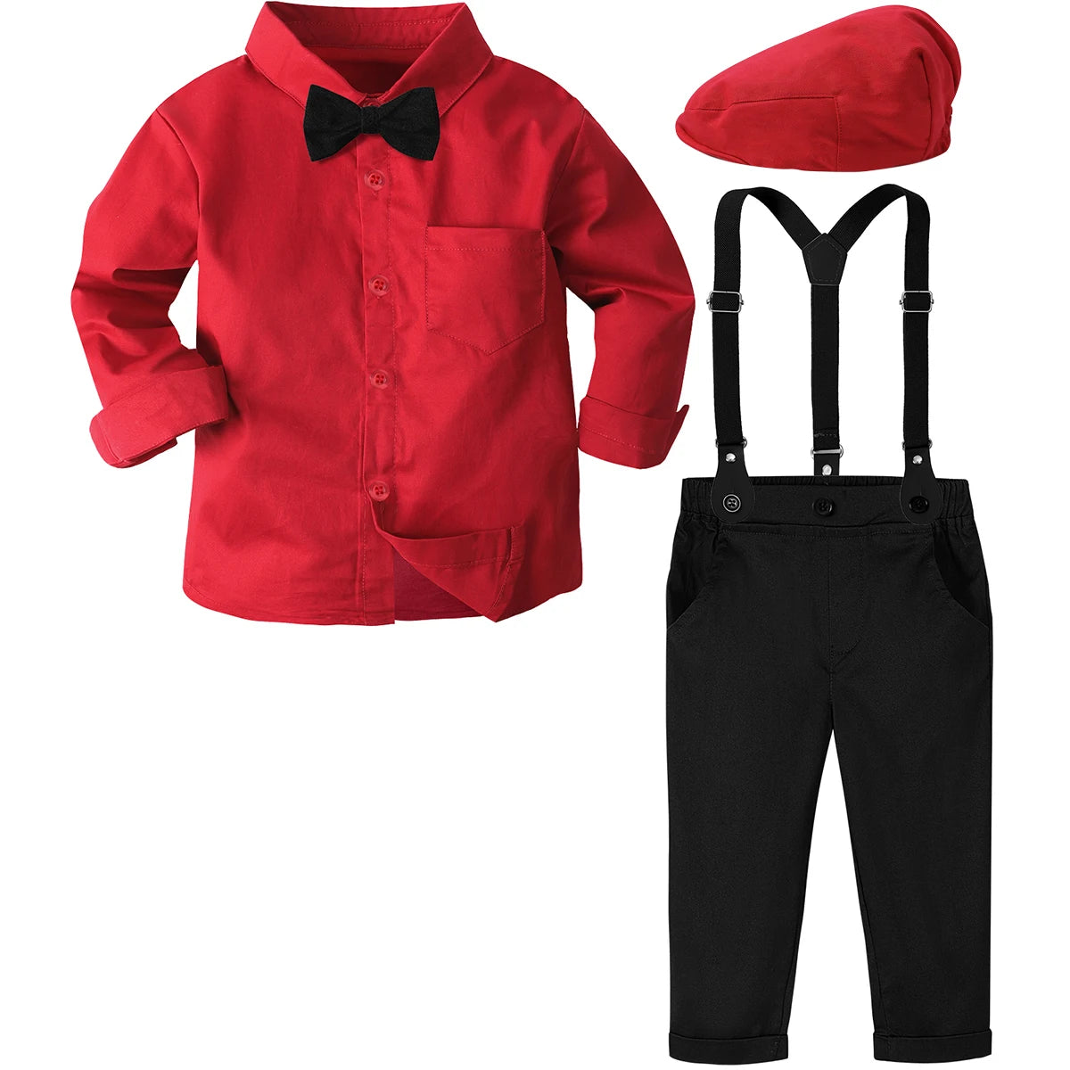 Baby Christmas Outfit Boy Kids Gentleman Formal Suit Toddler Suspenders Clothing Set Infant Party Dress Shirt