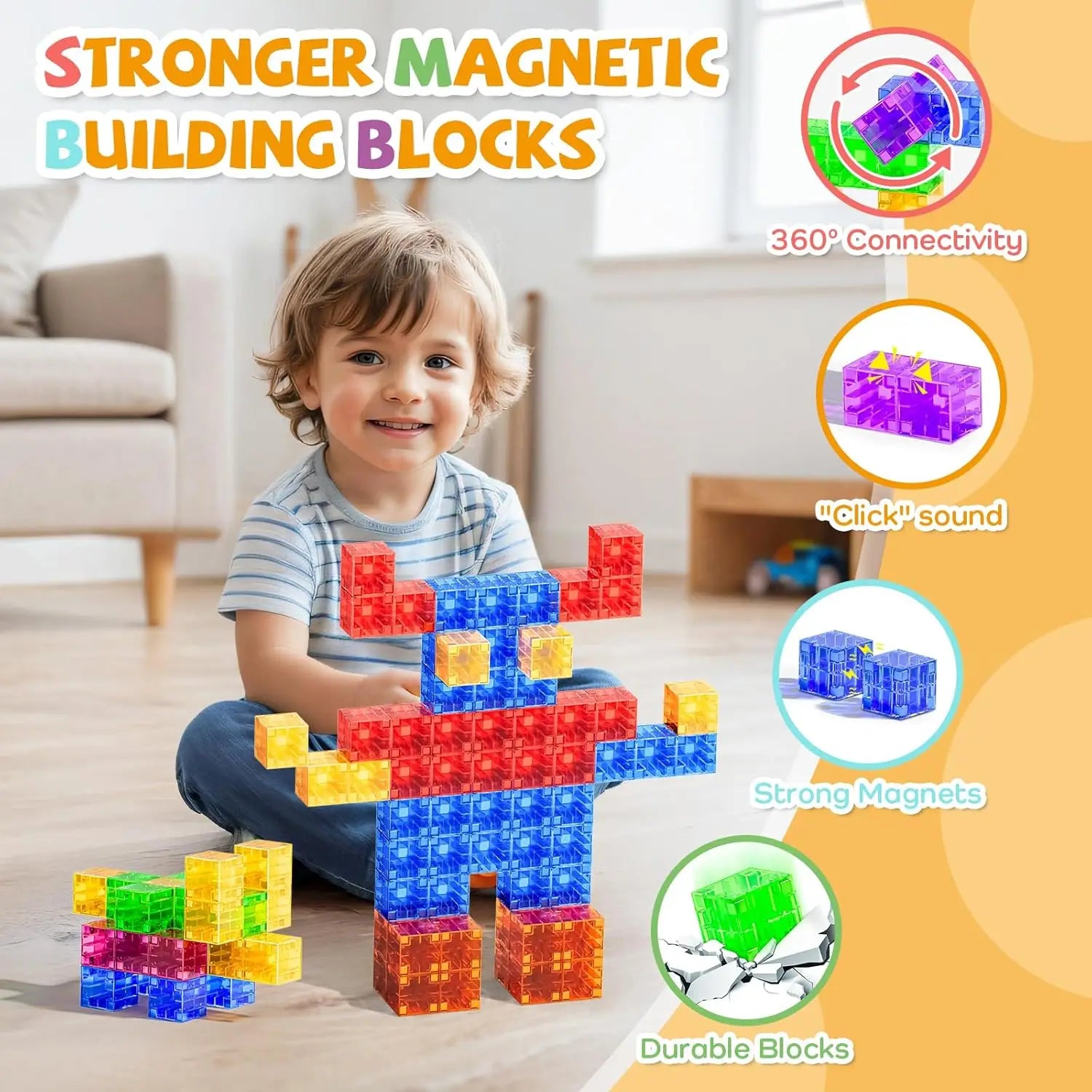 Magnetic Building Blocks Toy Transparent Magnetic Cubes Construction Set Preschool STEM Educational Sensory Toys Gift