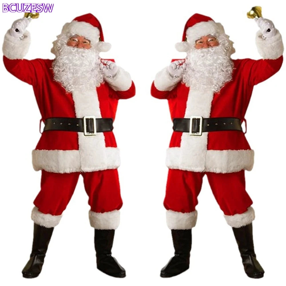 Christmas Santa Claus Costume Men's Adult Christmas Eve Performance Clothing Traditional Red And White Suit for Modern Dance