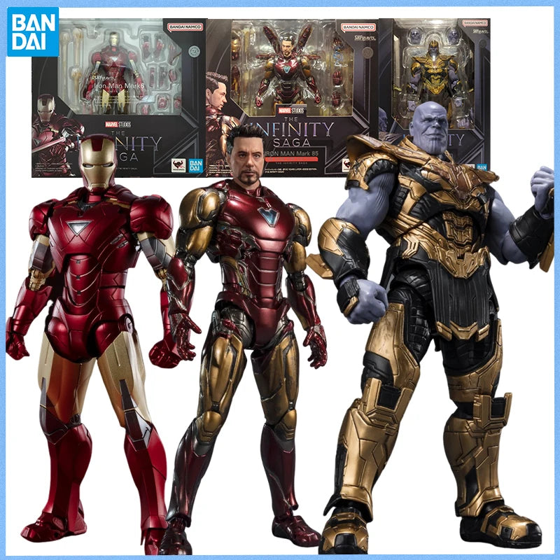 Genuine THE INFINITY SAGA Avengers: Endgame SHF  Iron Man Mark6 Mark85 Thanos Anime figure Movable toy Doll for Collector