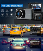 Dash Cam For Cars 4k Dual Camera Wifi Dashcam 24h Parking Monitor Front And Rear Dvr Night Vision Kamera Samochodowa Rejestrator