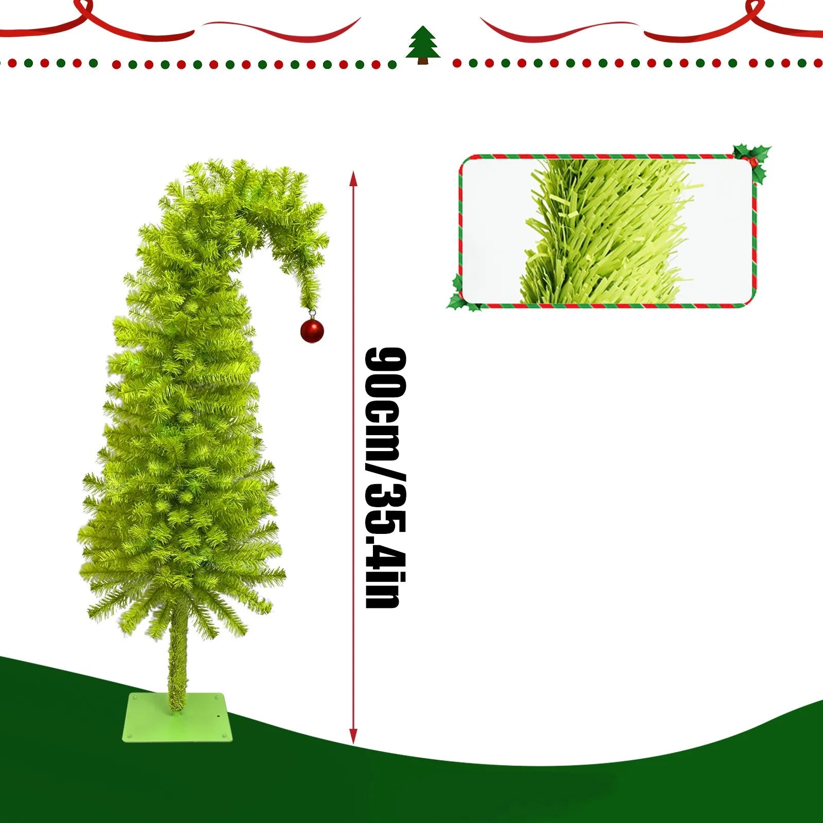 90cm Simulated High Density Tree Holiday Decoration Crooked Tree  Artificial Christmas Tree Shape Family Party Decorations