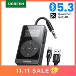 UGREEN aptX HD Airplane Bluetooth 5.3 Receiver Transmitter for All Headphones Wireless Audio Aux Bluetooth Adapter for TV Flying