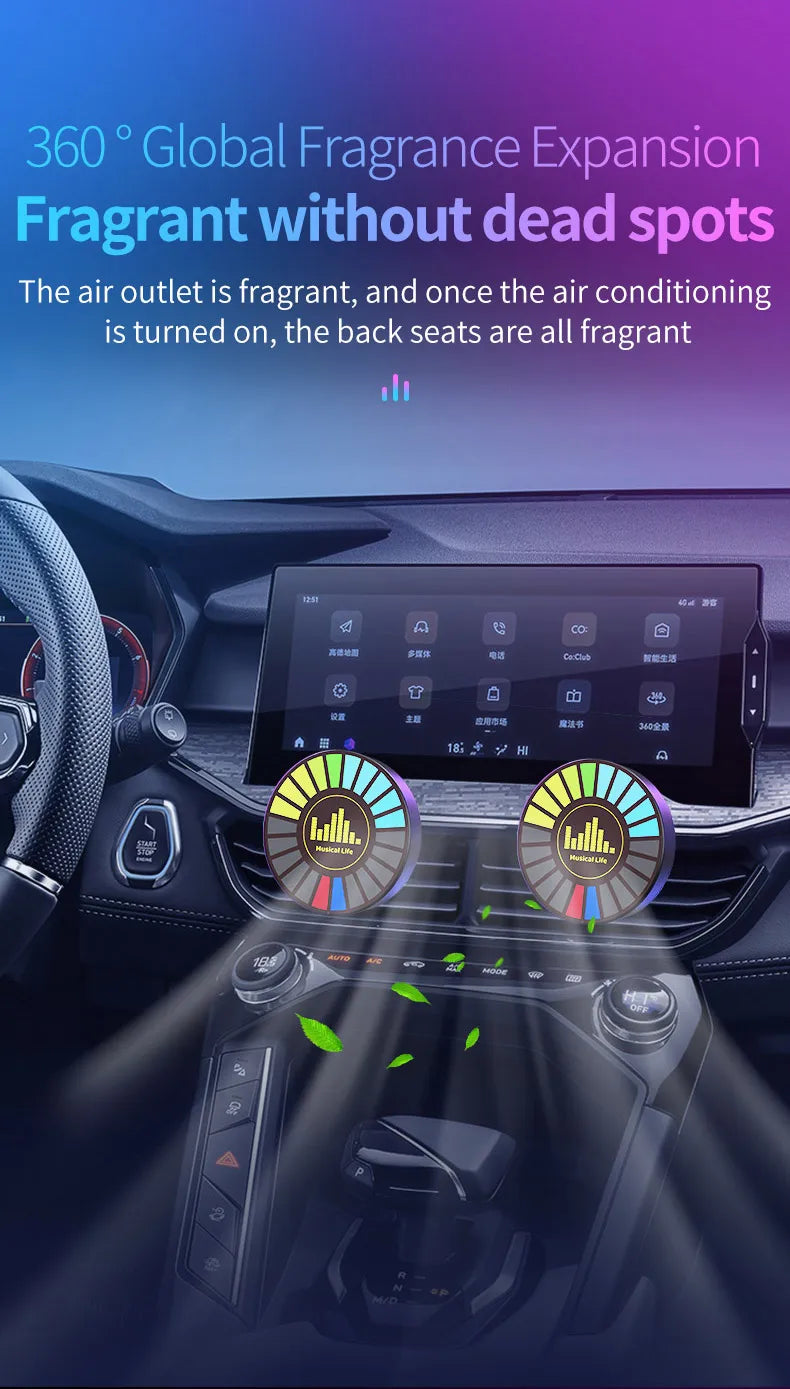 Smart RGB Pickup Lights LED 3D Ambient Lamp Sound Control Music Rhythm Lights Air Freshener for Car Gaming TV Creative Decora