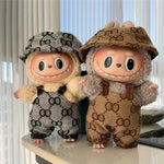 17cm For Labubu Doll Clothing Skirt Bowhair Accessory Set Retro Bib Pants Clothes Luxury Messenger Bag Shoes Set Sitting Party