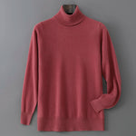 Men's 100% Pure Wool Pullover Sweater For Autumn Winter High Collar Knitted Long Sleeved Loose Solid Color Casual Simple Warmtop