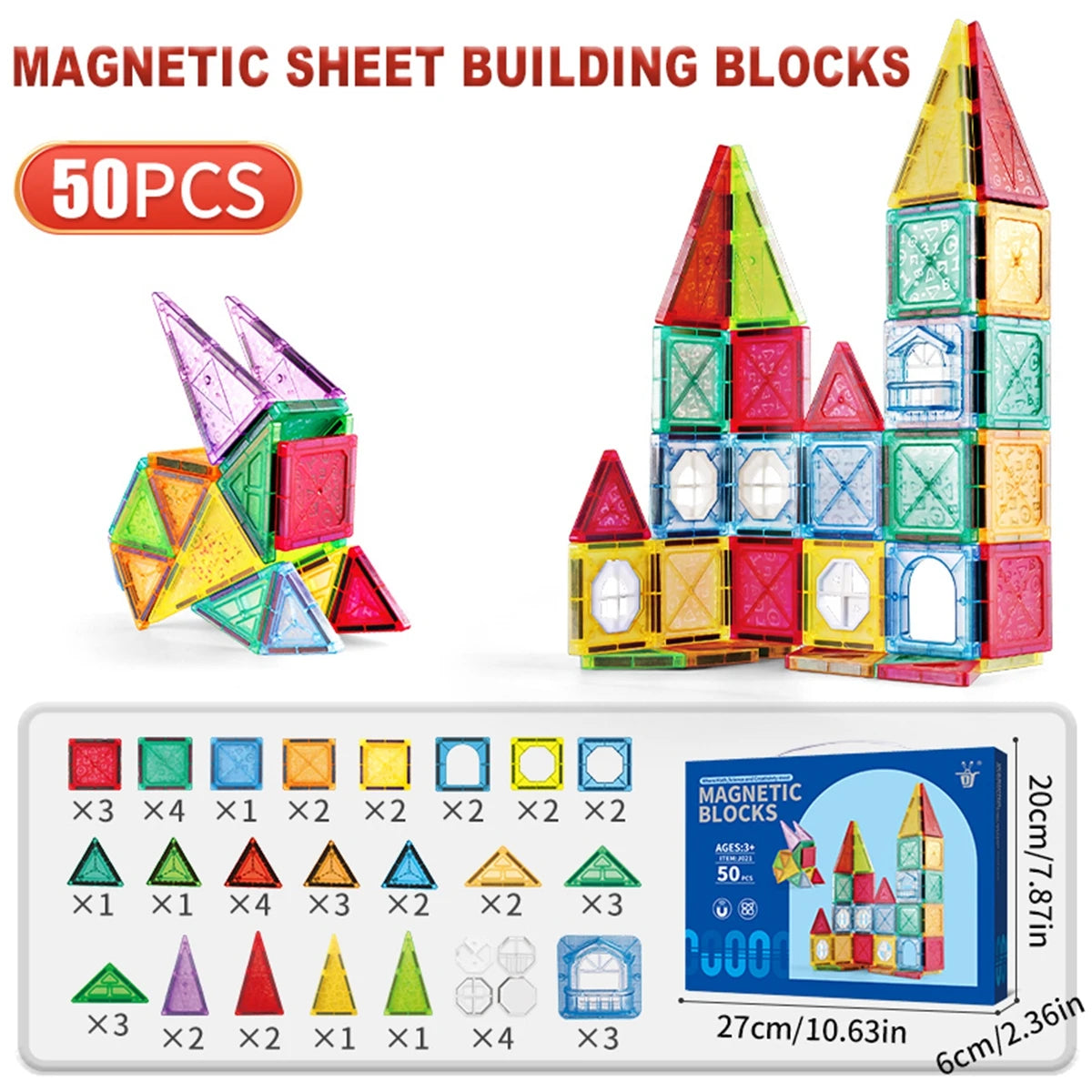 Magnetic Tiles for Kids Ages 3-5 4-8 Magnet Toys for 3 4 5 6 7 8+ Year Old Boys Girls Toddlers Magnetic Building Blocks Preschoo