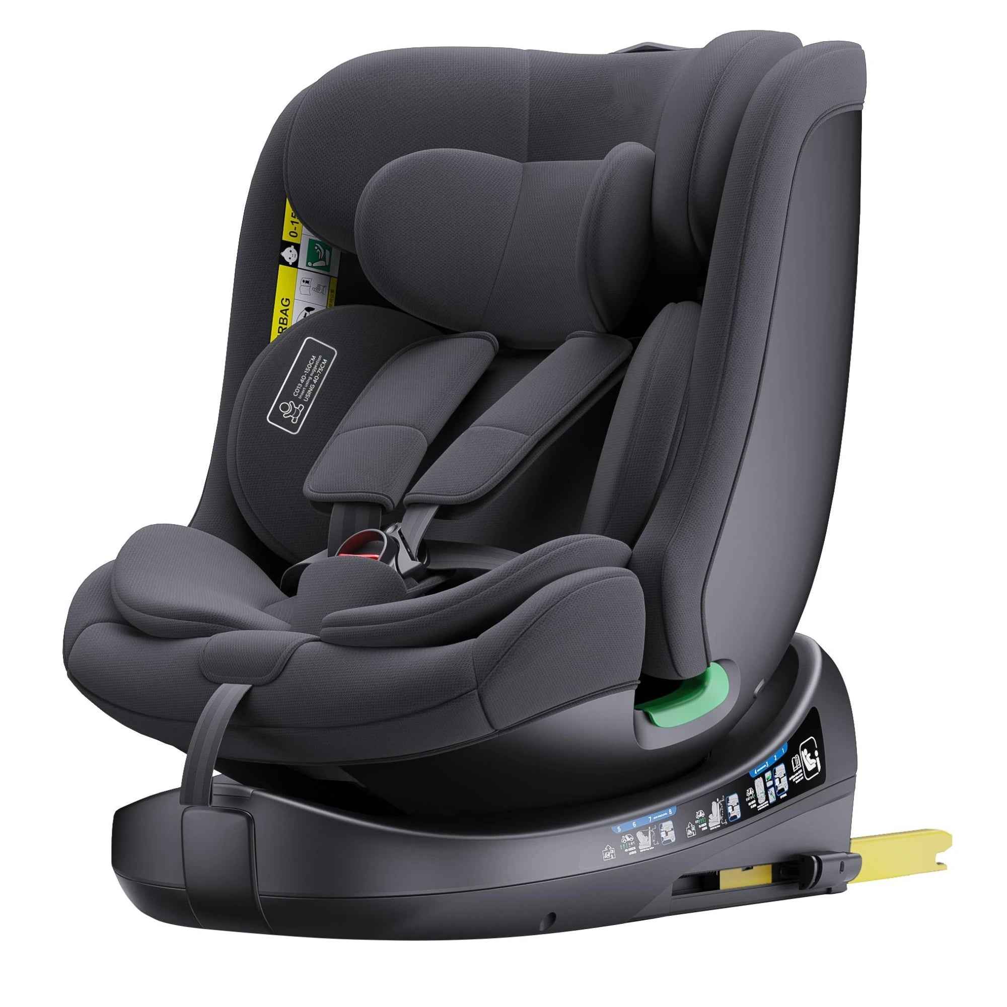 Child seat 360° ISOFIX rotating baby car seat, ECE R129/0-36 kg/0-12 years, 5-point seat belt
